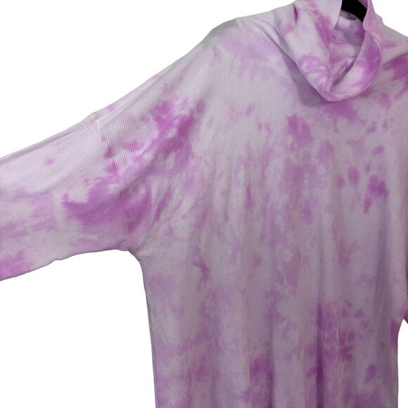 Calvin Klein Performance Womens Top Waffle Knit Turtleneck Tie Dye Pink Plus 3X - Picture 4 of 10